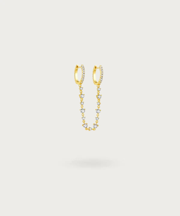 "Vue de face du Piercing Oreille Chaine Double Anneaux."