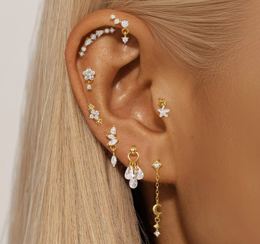 Aracely | Piercing Flat avec Chaine Pendante