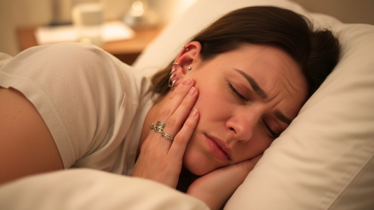 Femme essayant de dormir avec piercings oreille