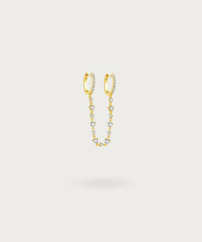 "Vue de face du Piercing Oreille Chaine Double Anneaux."