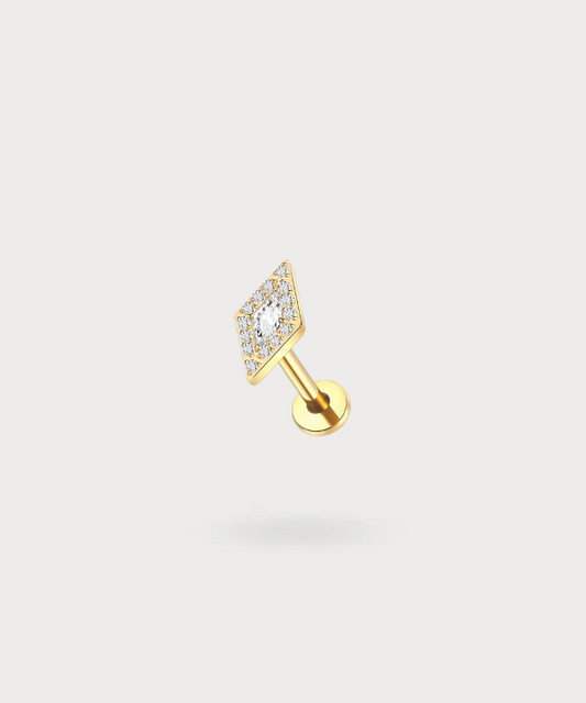Piercing lobe Oriana en forme de carré avec zircons étincelants