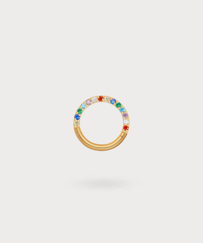 Piercing lobe Hellin en forme de cercle avec zircons multicolores