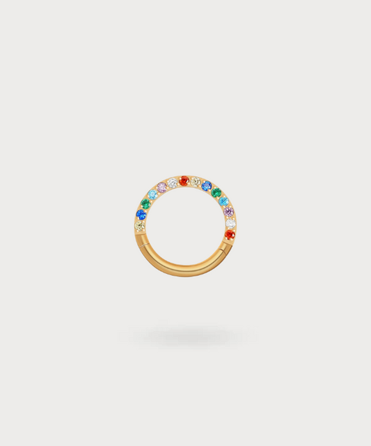 Piercing daith Hellin en forme de cercle avec zircons multicolores