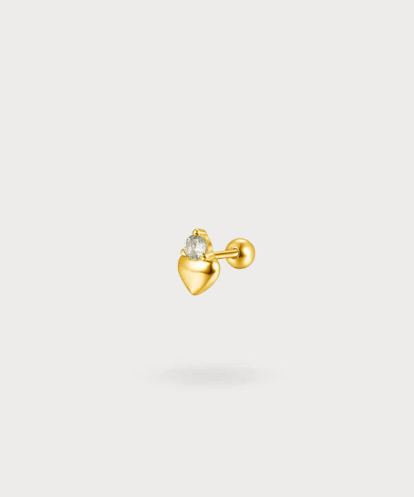 Piercing tragus Maya en forme de cœur avec zircon brillant en or, piercing unique et délicat