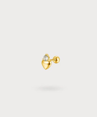 Piercing tragus Maya en forme de cœur avec zircon brillant en or, piercing unique et délicat