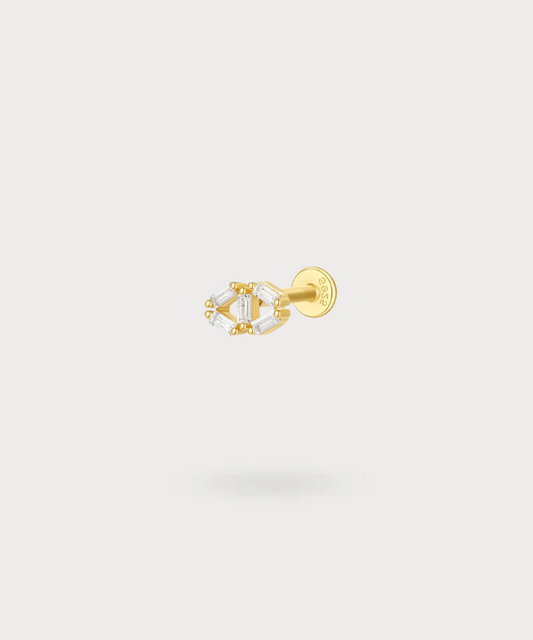 Piercing tragus Livia avec motif losange et zircons brillants, en or