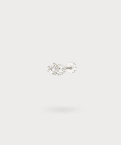 Livia, bijou tragus en argent avec zircons baguette et design moderne