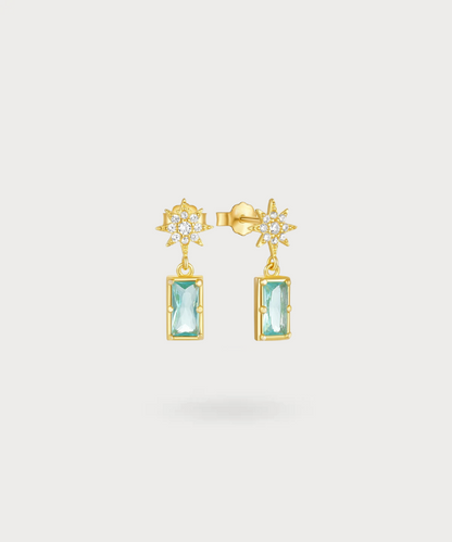 Boucles d'oreilles longues Anatola avec zircons, invitant au voyage entre soleil et mer