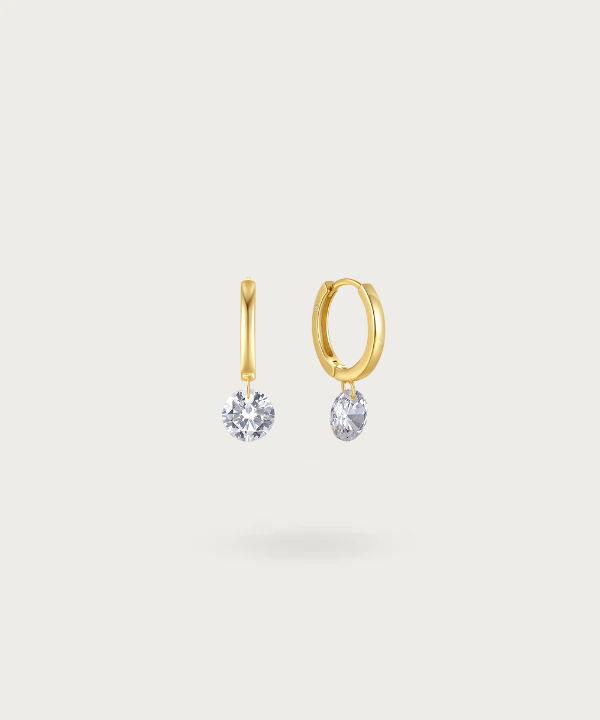 Boucles d'oreilles Vicenta en argent ornées d'un zircon suspendu