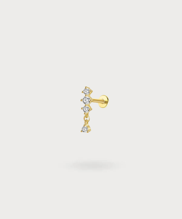 Piercing Flat Telma avec zircons marquise brillants sur plaquage or