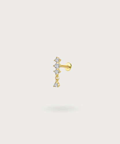 Piercing Flat Telma avec zircons marquise brillants sur plaquage or