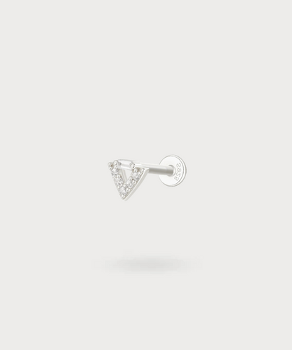 Sophistication géométrique du piercing tragus Auxi, triangle avec zircons en argent massif S925