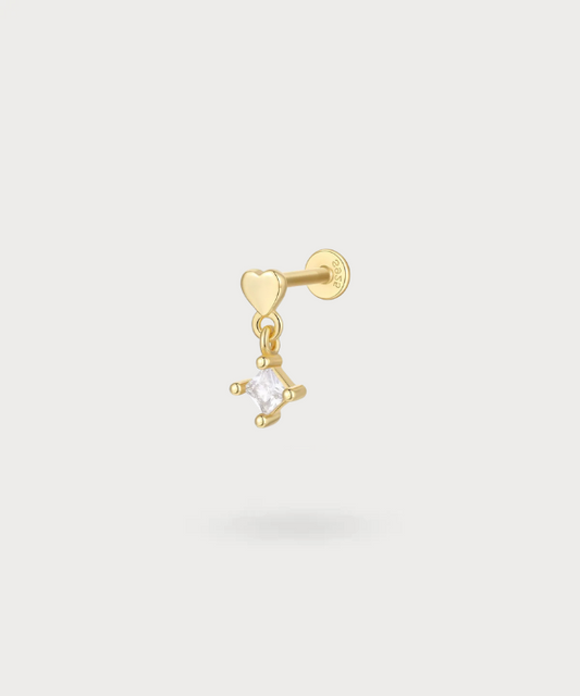 Piercing hélix Enara avec cœur et étoile en zircon pour un look céleste