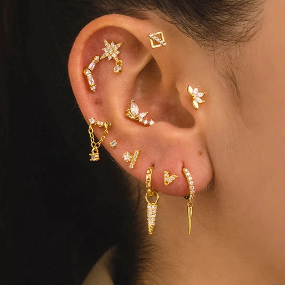 Design délicat du piercing Anti-Hélix Belkis pour un style distingué