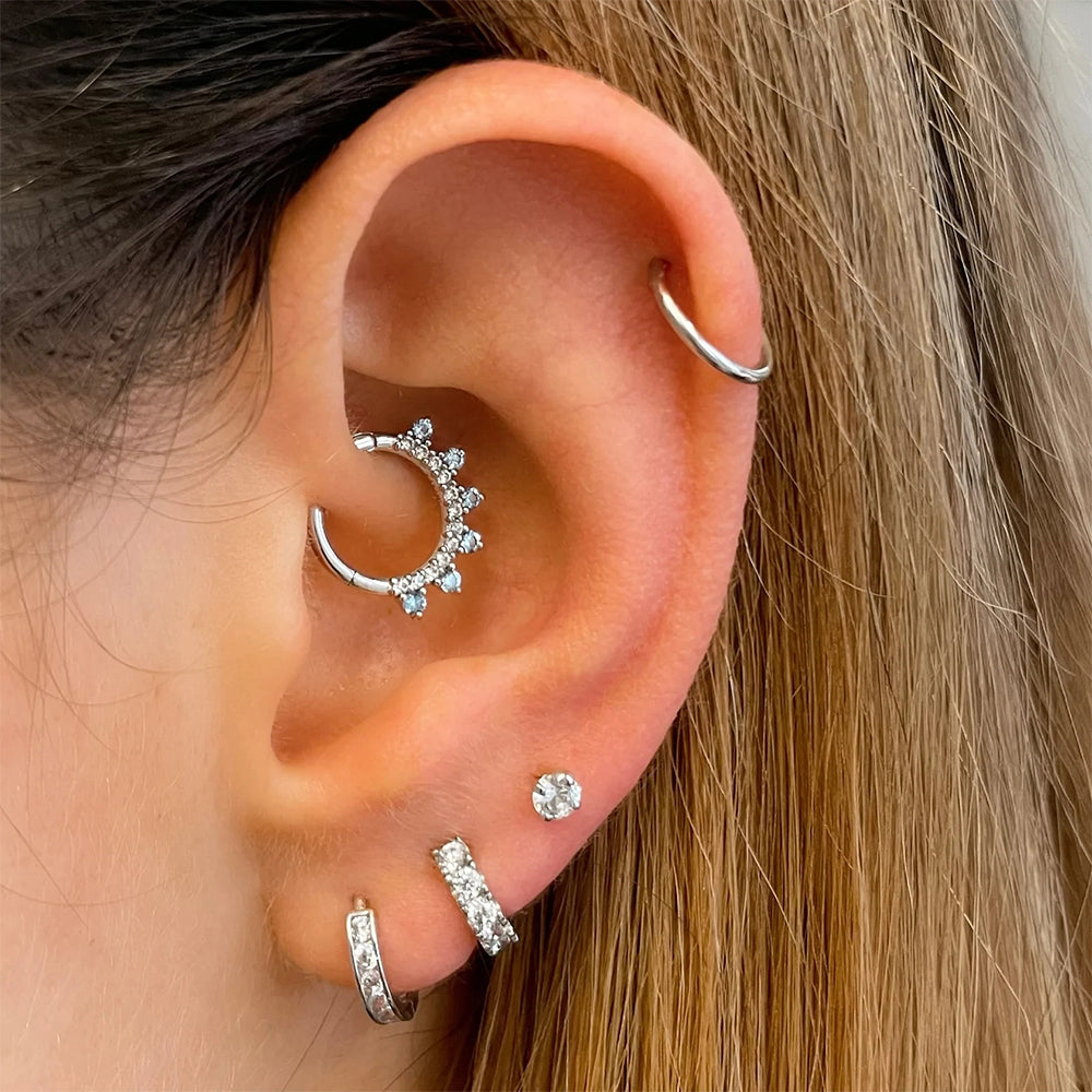 Piercing anneau en or avec diamants incrustés pour femmes