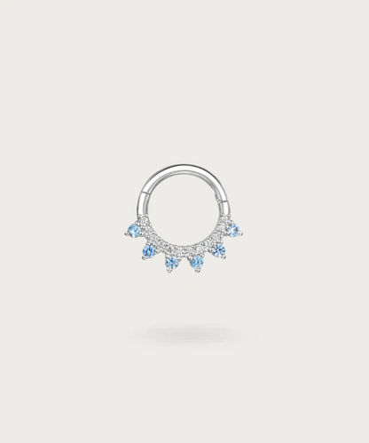 Piercing anneau en or avec diamants incrustés bleu