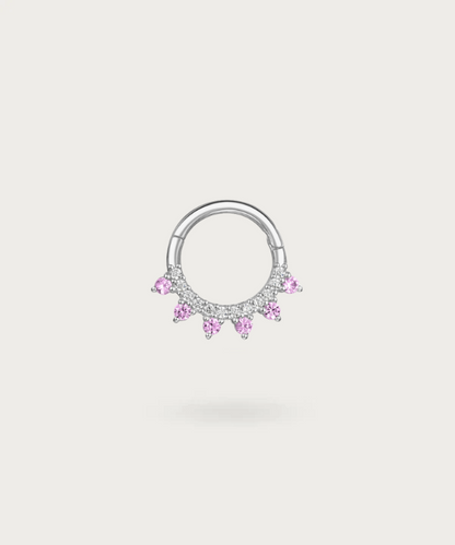 Piercing anneau en or violet avec diamants incrustés