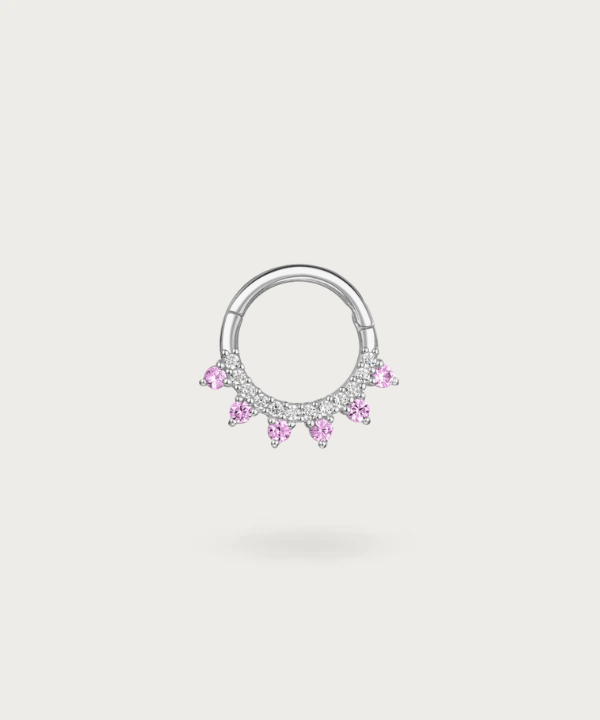 Piercing anneau en or violet avec diamants incrustés