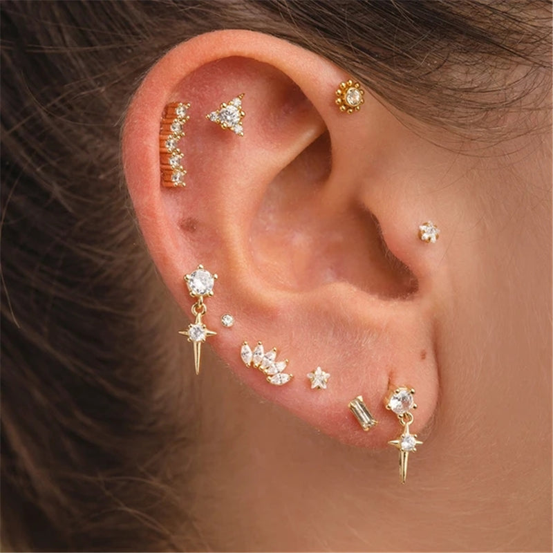 Piercing d'Oreille avec Zircon porté par une femme.