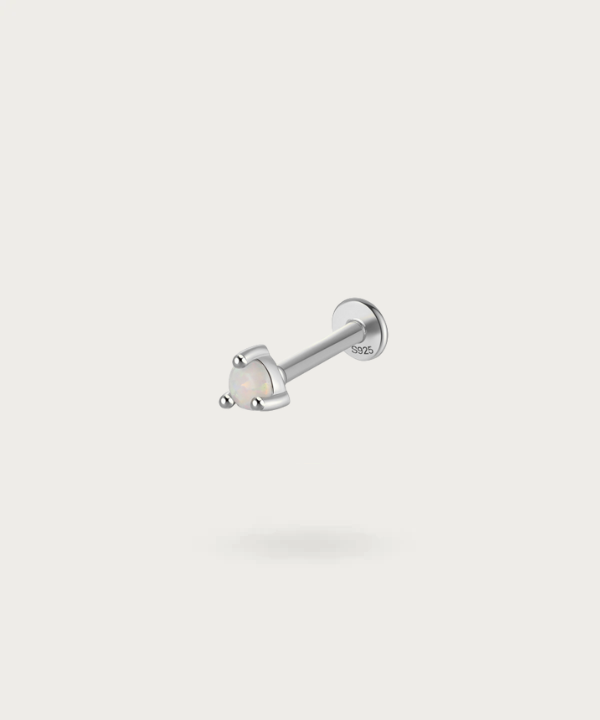 piercing flat opale argent