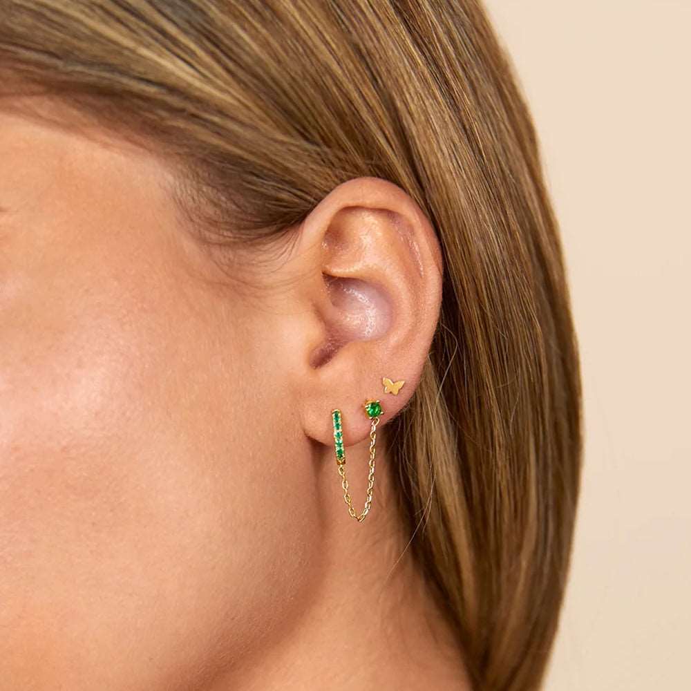 Piercing Oreille avec Chaîne, Idéal pour le Lobe et l'Hélix