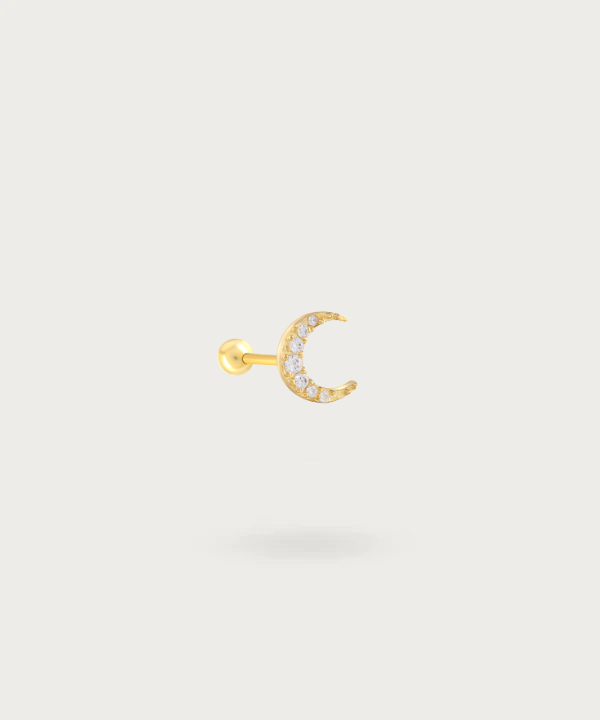 piercing lune avec zircons doré
