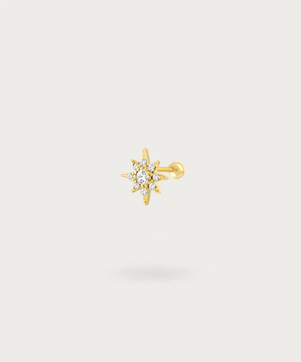 Vue rapprochée du Piercing Tragus Soleil.