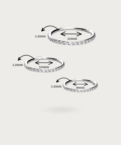 "Vue de profil du Piercing Oreille Anneau Titane dimensions"